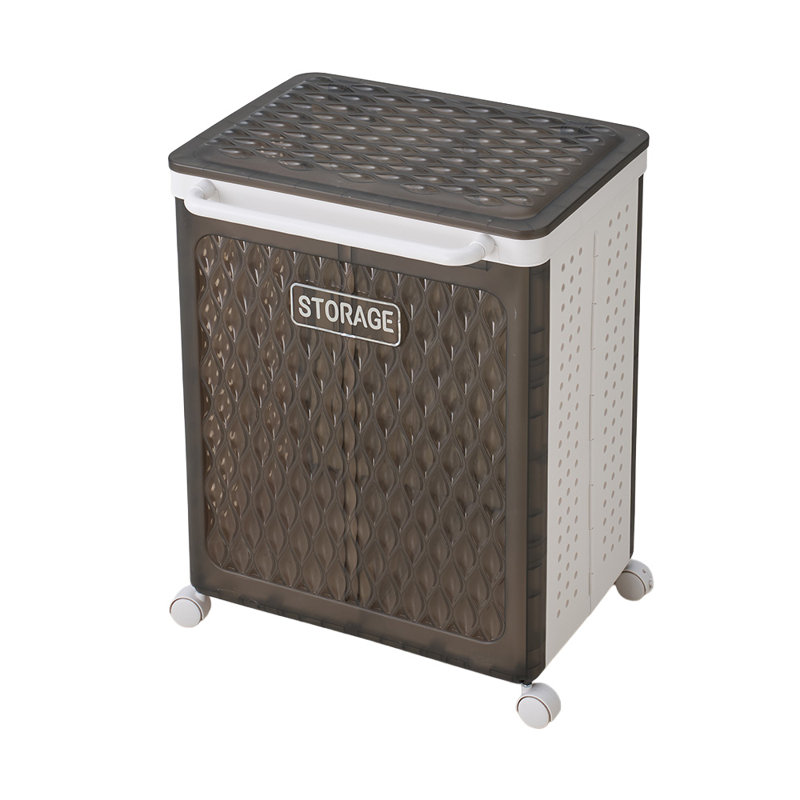 Foldable Laundry Basket with Wheels, 61.7cm H x 46.3cm W x 33cm D, Black