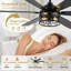 Grand ventilateur de plafond de 60 pouces avec lumières et télécommande, ventilateur de plafond noir réversible à 6 vitesses pour patio-458452689