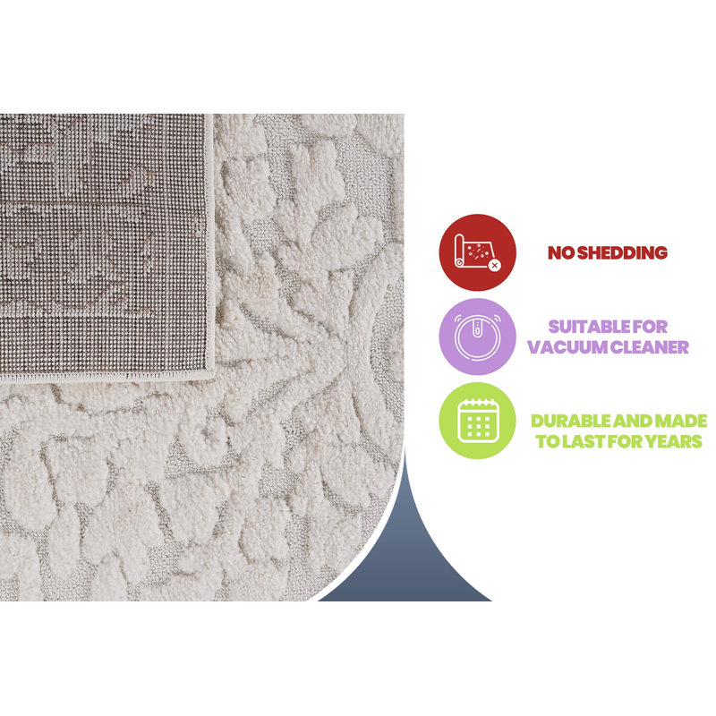 Tapis d'intérieur crème / crème Step Collection, 5 pi 3 po x 7 pi 6 po Step Modern