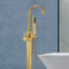 Topcraft Single Handle Floor Mounted Freestanding Tub Faucet with Handheld Shower，Brushed Brass-69763966