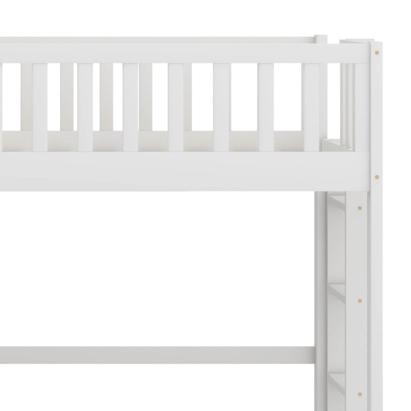 Low Loft Bed With Ladder And Slide, White
