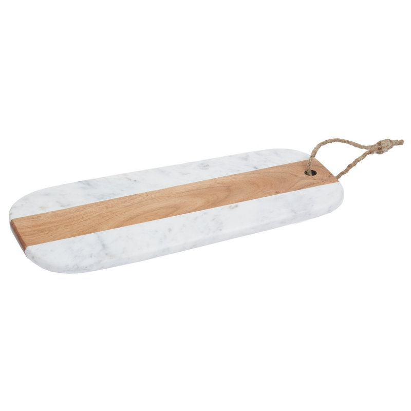 Oblong White Marble And Acacia Board