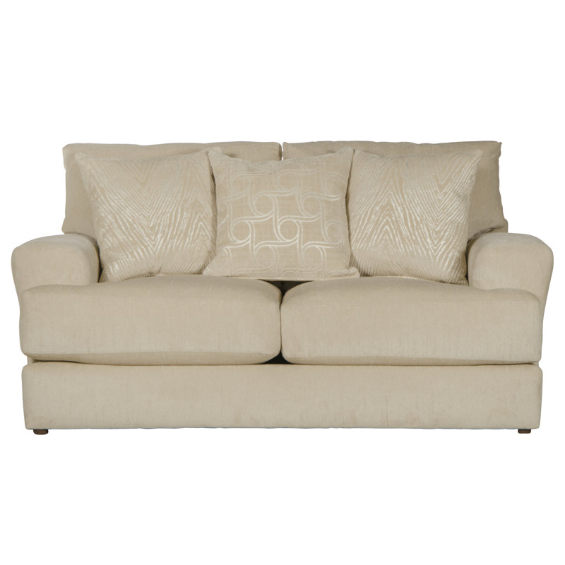 72" Recessed Arm Loveseat with Reversible Cushions, Cream