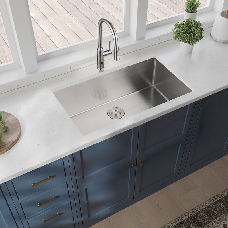 33X19x10"Undermount Single Bowl Stainless Steel Kitchen Sink, Matt Black