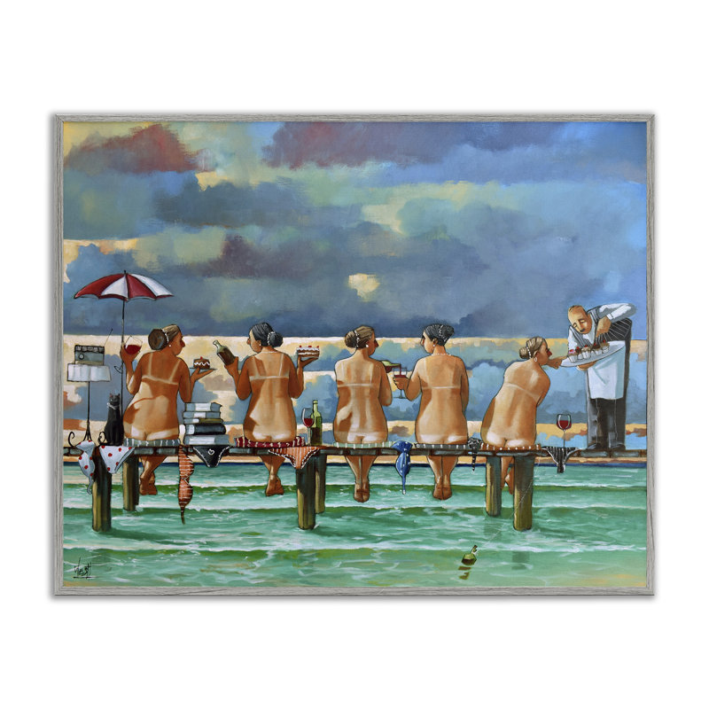 «Beach Dock Women Summer Fun», estampe numérique par Ronald West, Estampe numérique Farmhouse, H 11 po x l 14 po