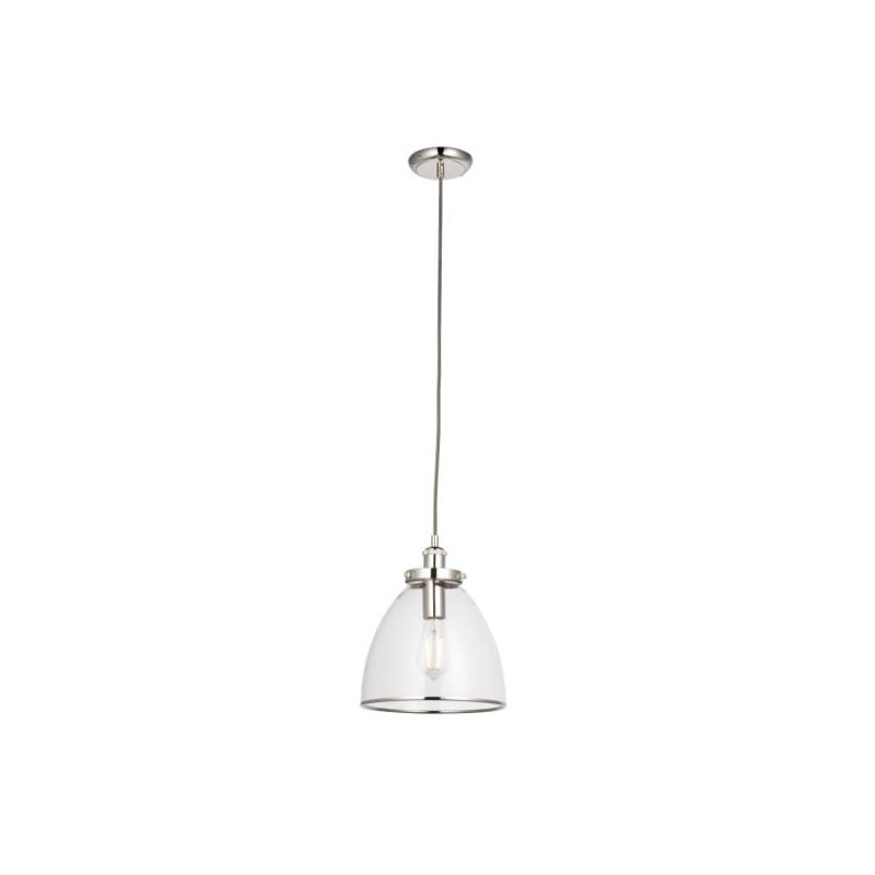 Bellview 1 - Light Dome Pendant, Polished Nickel