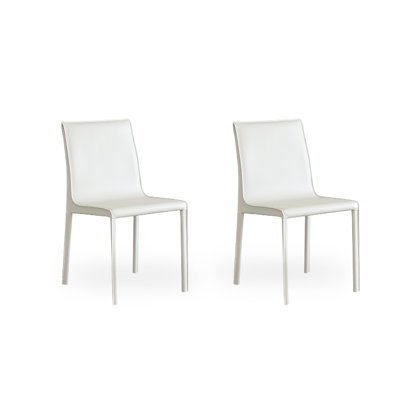 Chaise de salle à manger à dossier italien en cuir italien