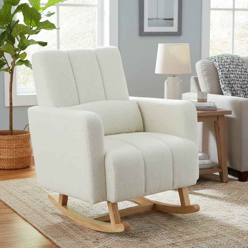Chaise berçante d'appoint rembourrée avec coussin