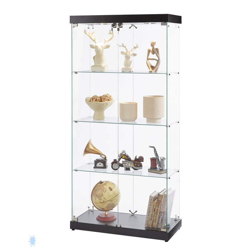 Vitrine à 4 niveaux en verre, Noir
