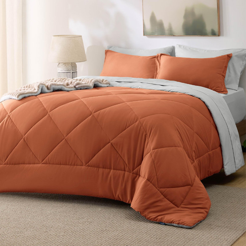 Best Seller Bedsure Comforter Set Reversible Bedding for All Seasons-89GSM, Queen Comforter + 4 Additional Pieces