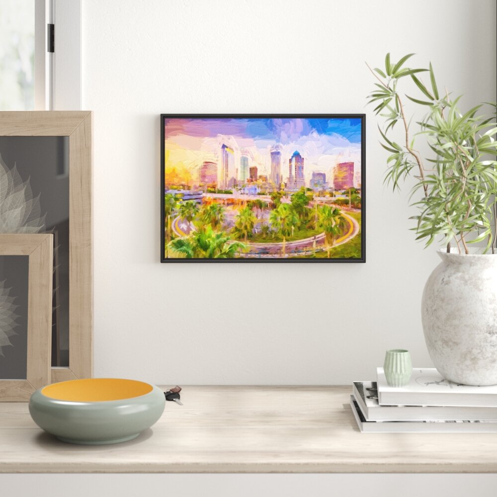 Gerahmtes Wandbild Skyline in den USA Kunst