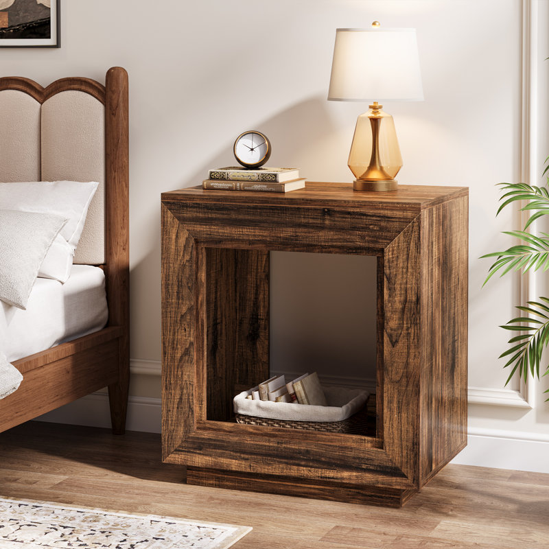 24" Farmhouse Square End Table, Rustic Brown