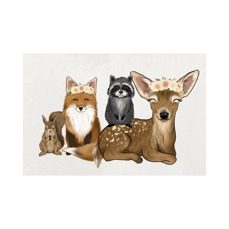 Floral Crown Woodland Babies by Katie Bryant - Wrapped Canvas Gallery-Wrapped Canvas Giclée
