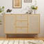 Buffet en rotin avec tiroirs, buffet Boho avec tablette réglable, armoire de rangement moderne Mid-Century pour salon, vestibule, cuisine, chêne-1324271173
