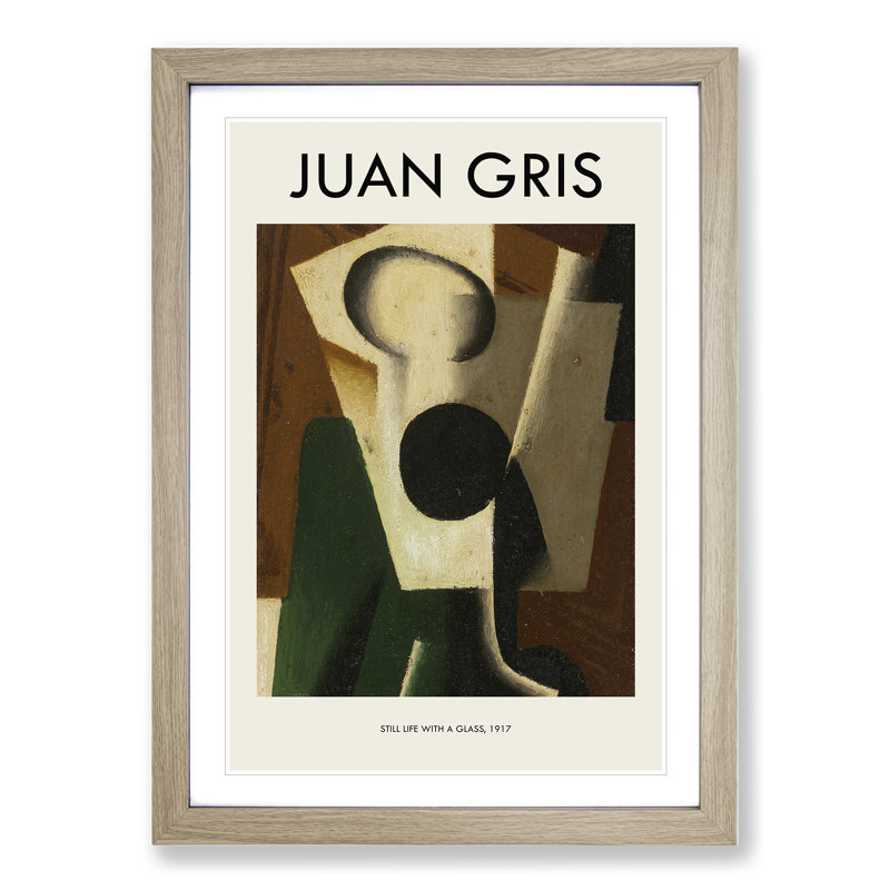 Still Life with a Glass by Juan Gris - 1 Piece Single Picture Frame Wall Art, 65cm H x 48cm W x 2cm D, Oak Framed
