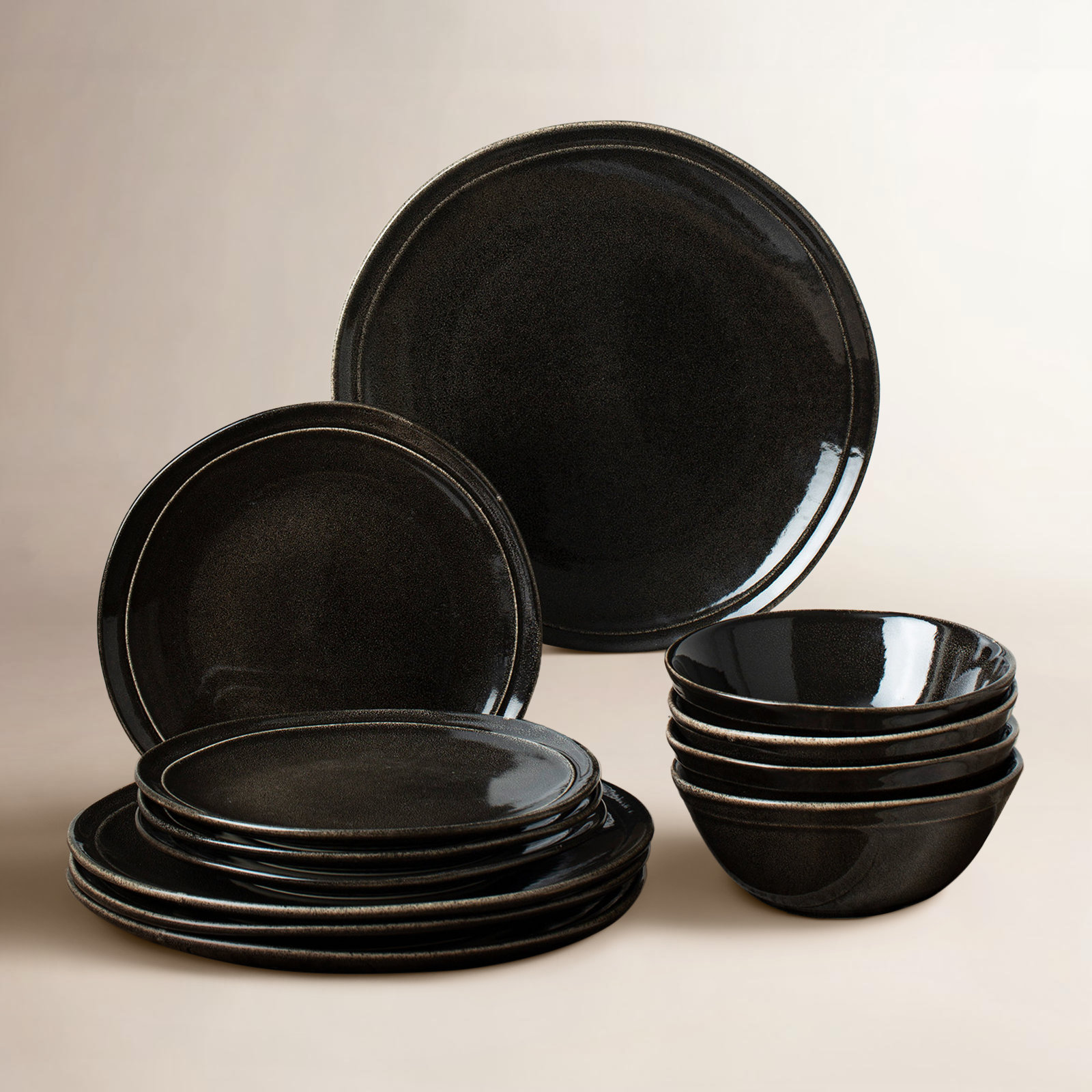 Stoneware Dinnerware Set, Black
