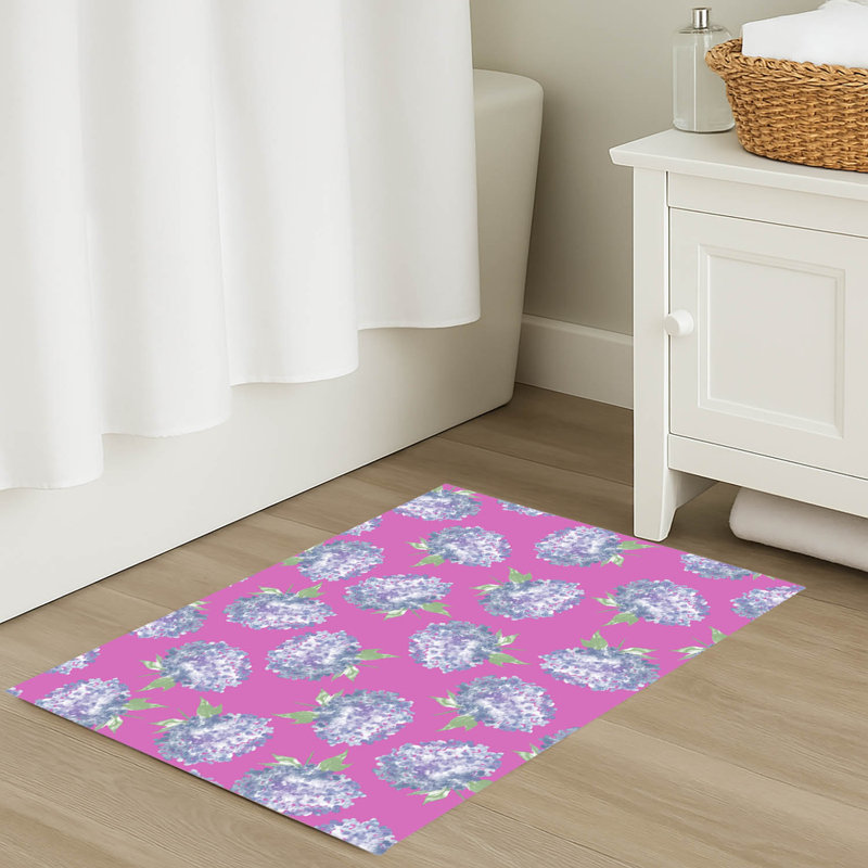 Tapis de bain Hydrangea Love, Simple - L 34 po x l 21 po, Rose