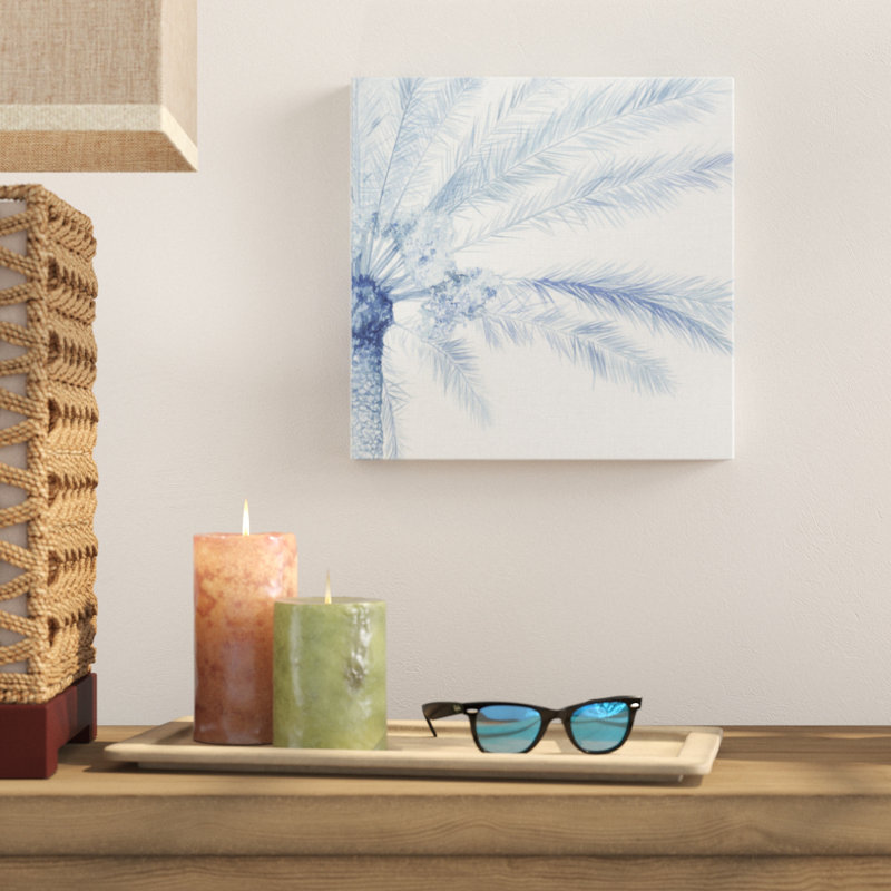 «Chambray Palms II», peinture sur toile, H 12 po x l 12 po