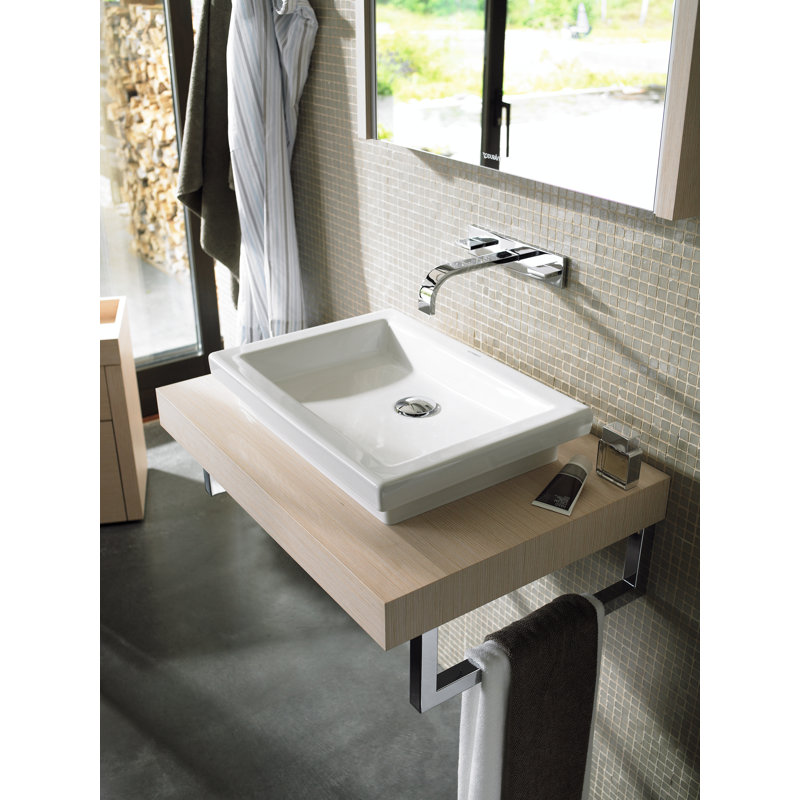Lavabo de salle de bain rectangulaire encastré en céramique blanc 2nd Floor