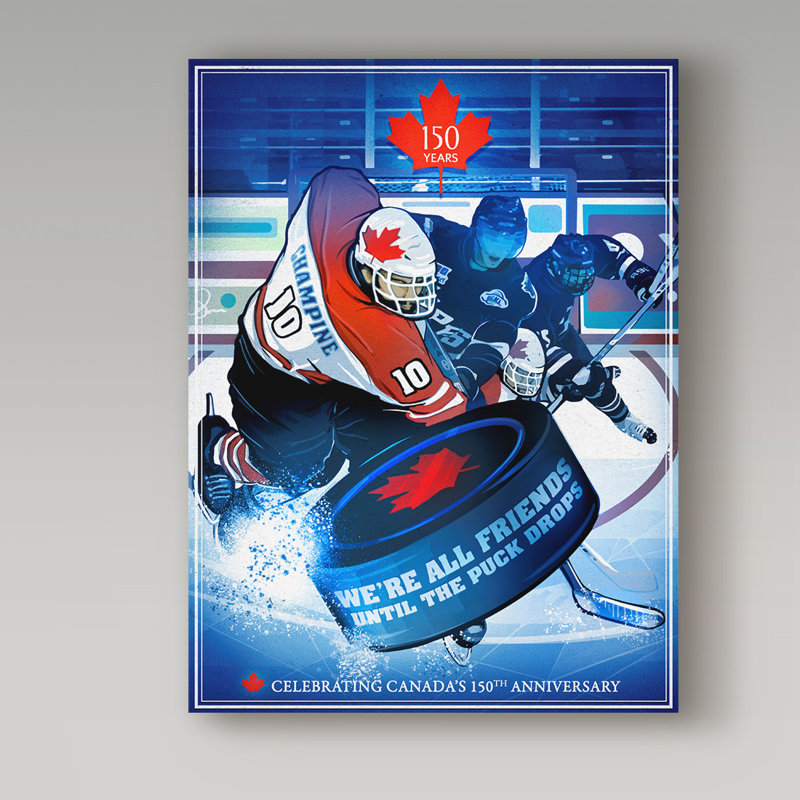 «Slap Shot Canada» par Croswell, impression sur toile tendue, H 19 po x l 14 po