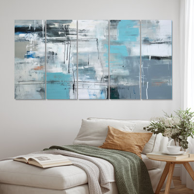 Serene Subtility In Abstract Light Blue - Abstract Wall Decor - 5 Equal Panels