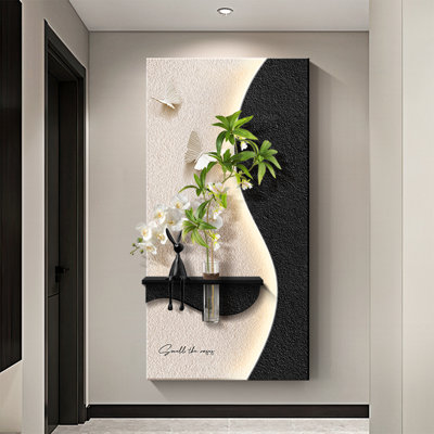 Art mural noir et blanc rectangulaire en grès