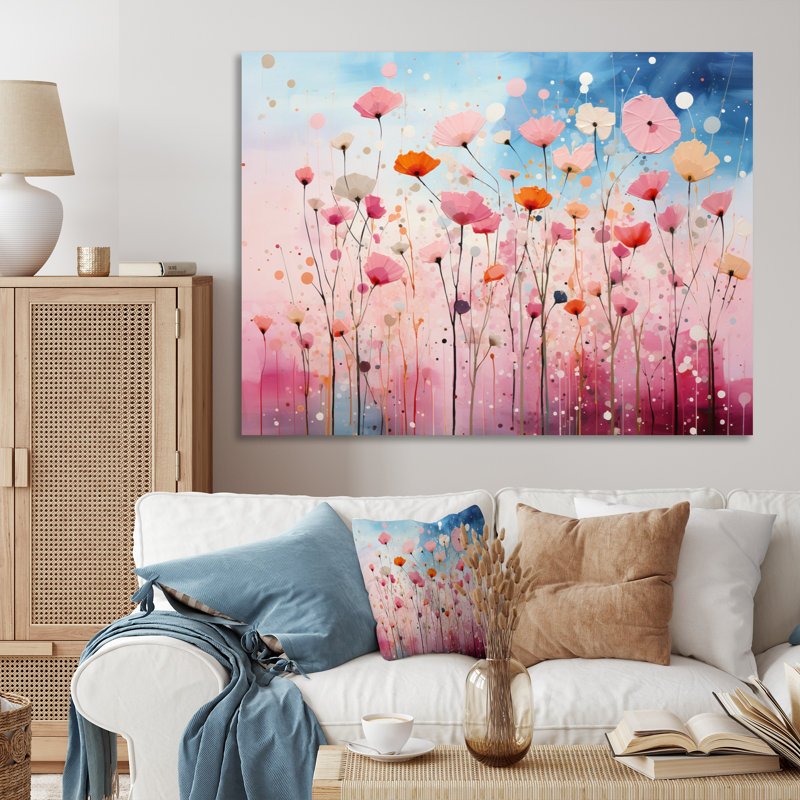 Swanfield rose pastel pastiche sur toile, H 34 po x l 44 po x P 1,5 po, Toile tendue