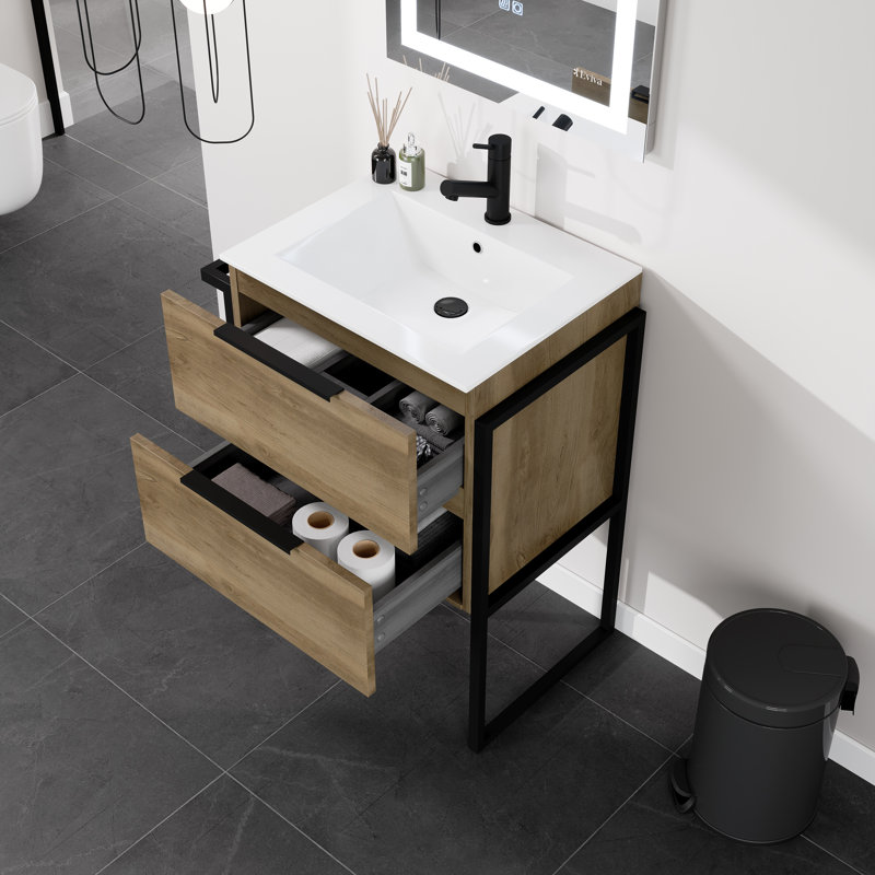 Marina 24" Single Bathroom Vanity Set, Natural Oak