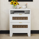 Charming Farmhouse Wooden Nightstand With Storage And Stylish Handles