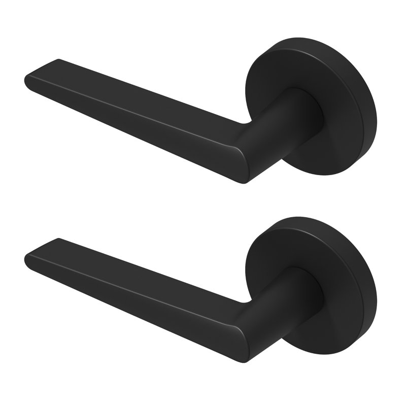 Levier de porte simple Halo de conception moderne dissimulée ne tournant pas (placard, garde-manger ou couloir) - Style minimaliste élégant en noir mat