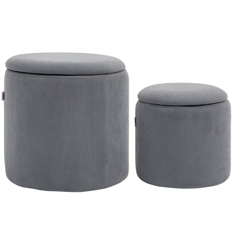 Sebuhi 40cm Wide Round Solid Colour Footstool Ottoman with Storage