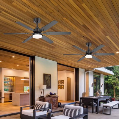 2 Pack 46" Ceiling Fans With Lights, Black Modern Ceiling Fan With Remote, Farmhouse Indoor Ceiling Fan With Dual Finish Blades, Quiet & Strong Motor