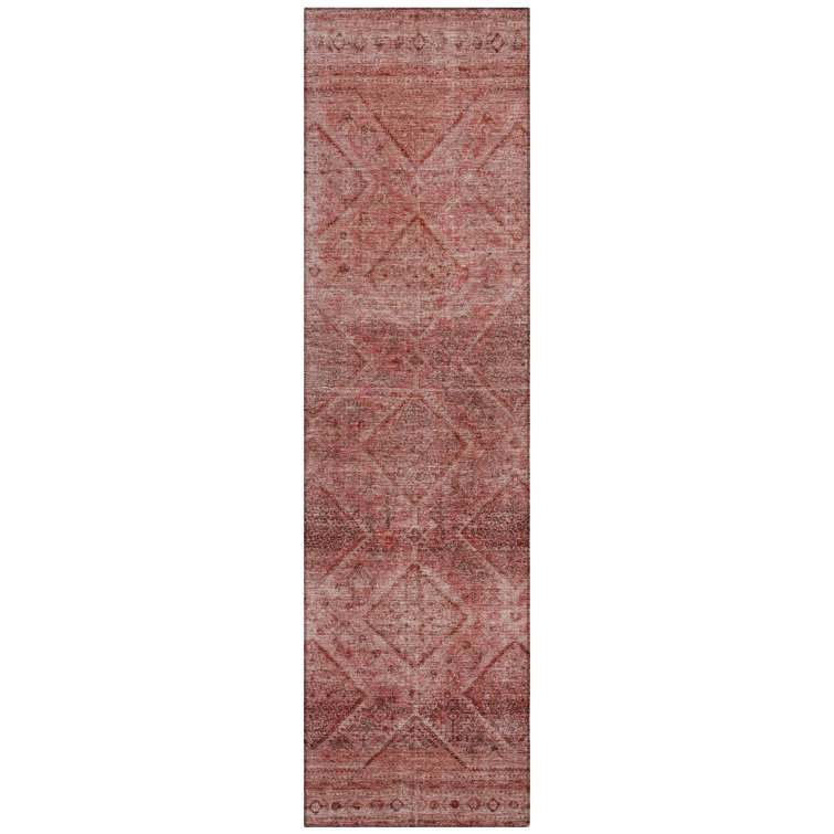 Machine Washable Indoor/Outdoor Xhevrie Pink Rug