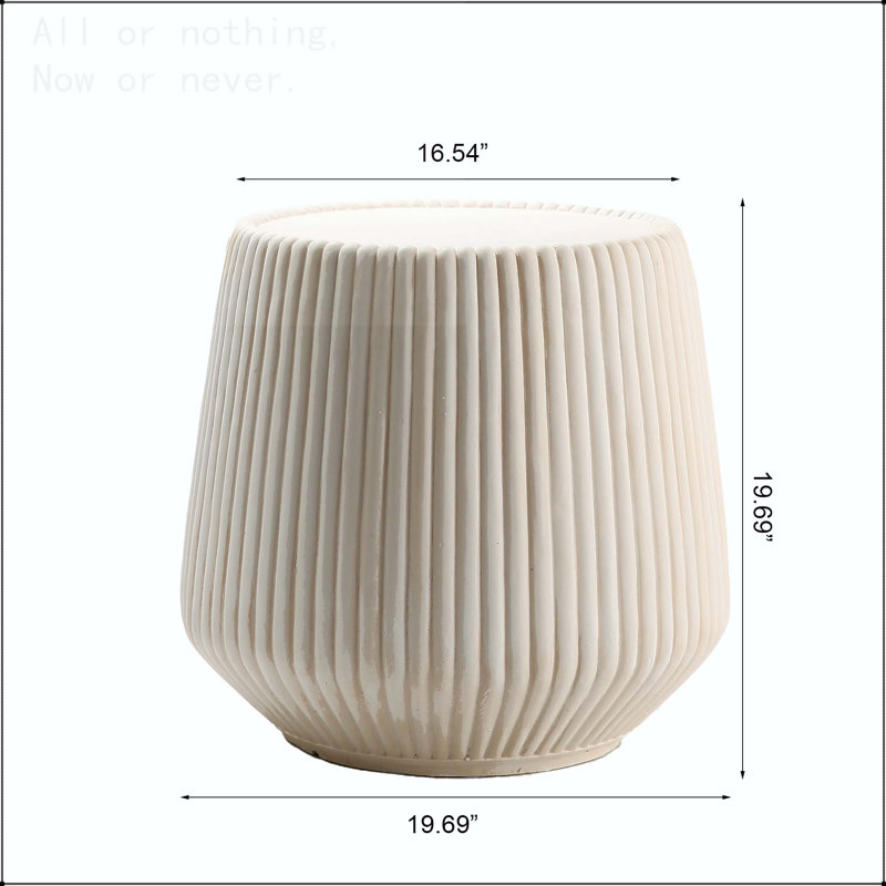 Fluted Coffee Table in Off-White Magnesium Oxide, 16.54"W