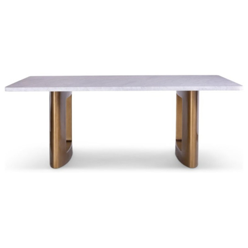 Lancaster Dining Table, Honed Carrara Marble