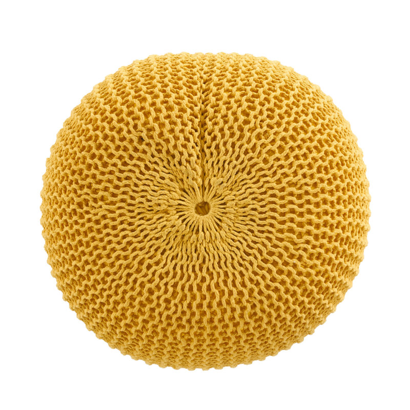 Pouf rond en coton, jaune, Jaune
