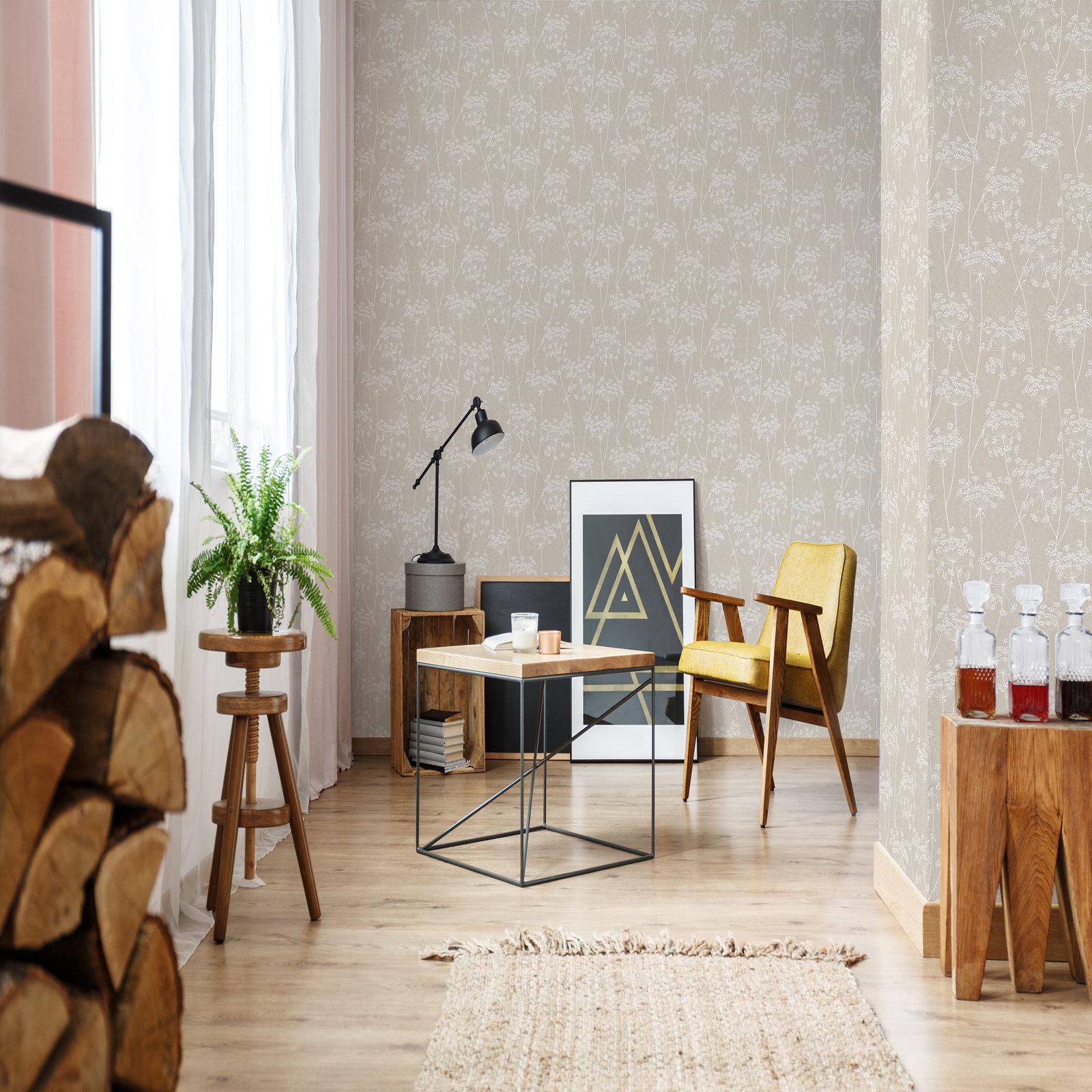 Innocence Modern Floral Wallpaper, Taupe
