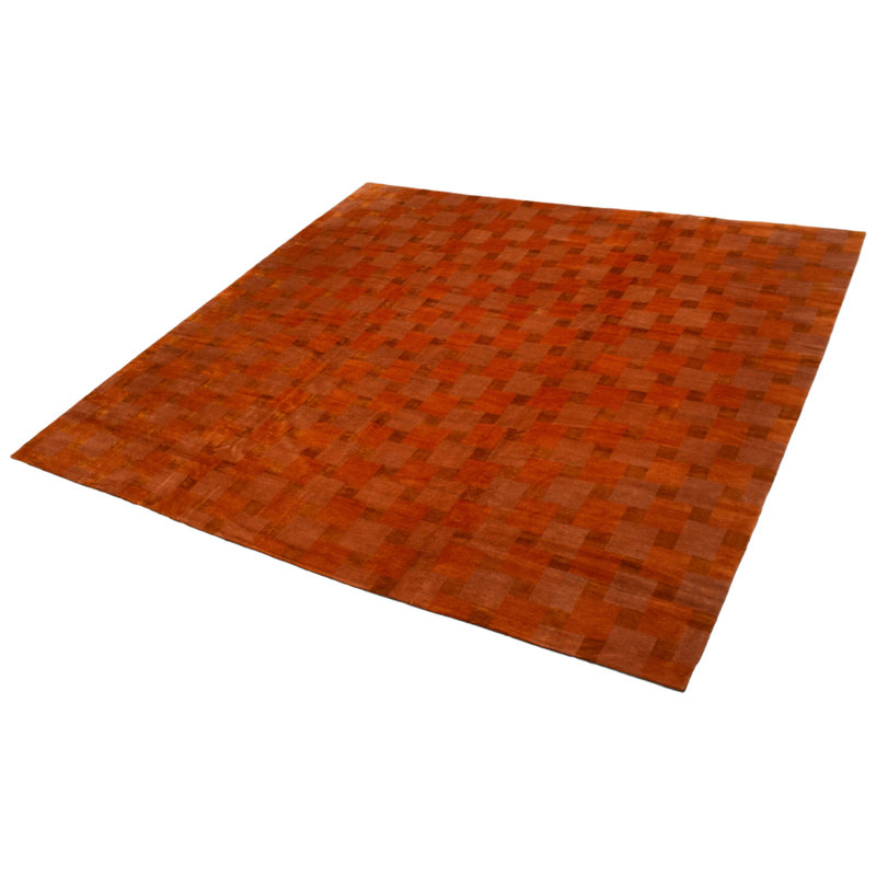 Tapis orange brûlé noué à la main unique 13 pi 3 po x 12 pi 10 po One of Kind