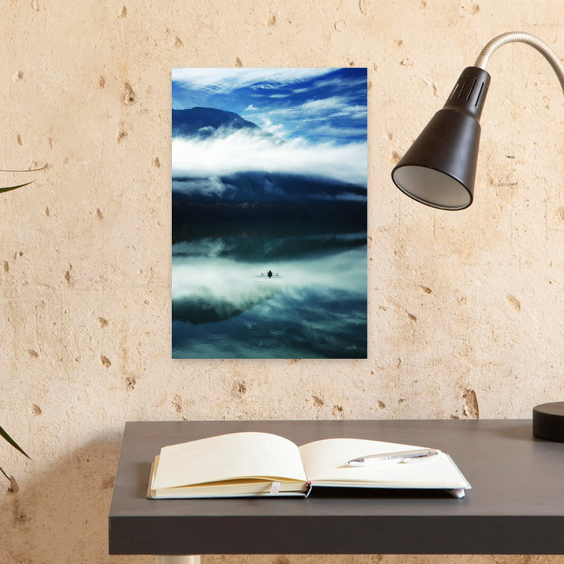 «Moment of Solitude Peaceful Abstract Contemporary Landscape Mountain», art mural, H 18 po x l 12 po
