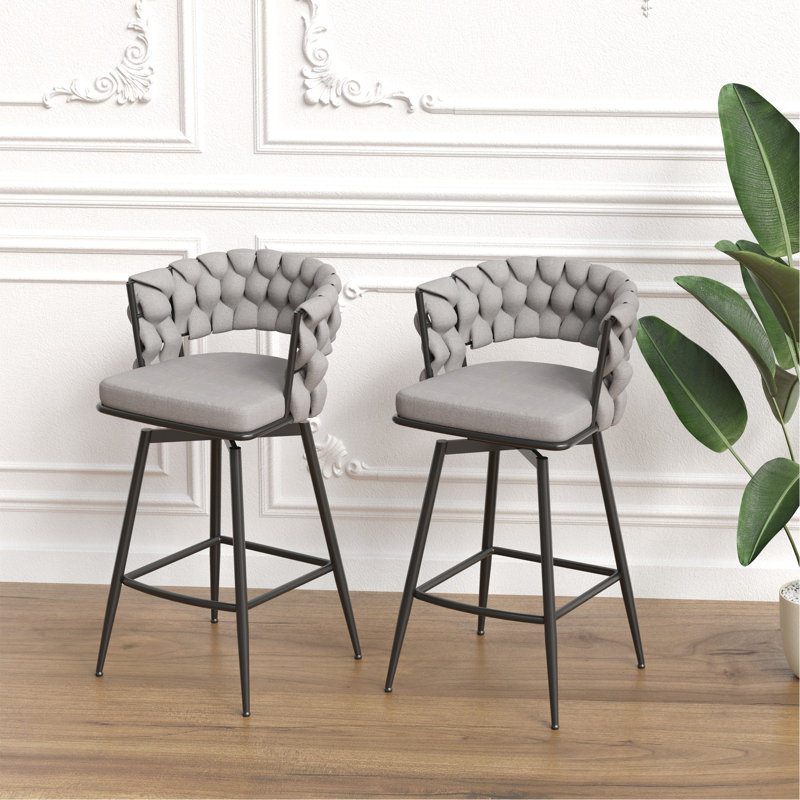 Luxurious Leather Upholstered Bar Stool Set, Ergonomic Design For Ultimate Comfort And Style., Gray