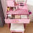 3-Color LED Vanity Mirror With Stool, Dressing Table For Bedroom, 2 Drawers & 5 Storage Cabinets (4 Open + 1 Hidden), Adjustable Lighting-1777861743