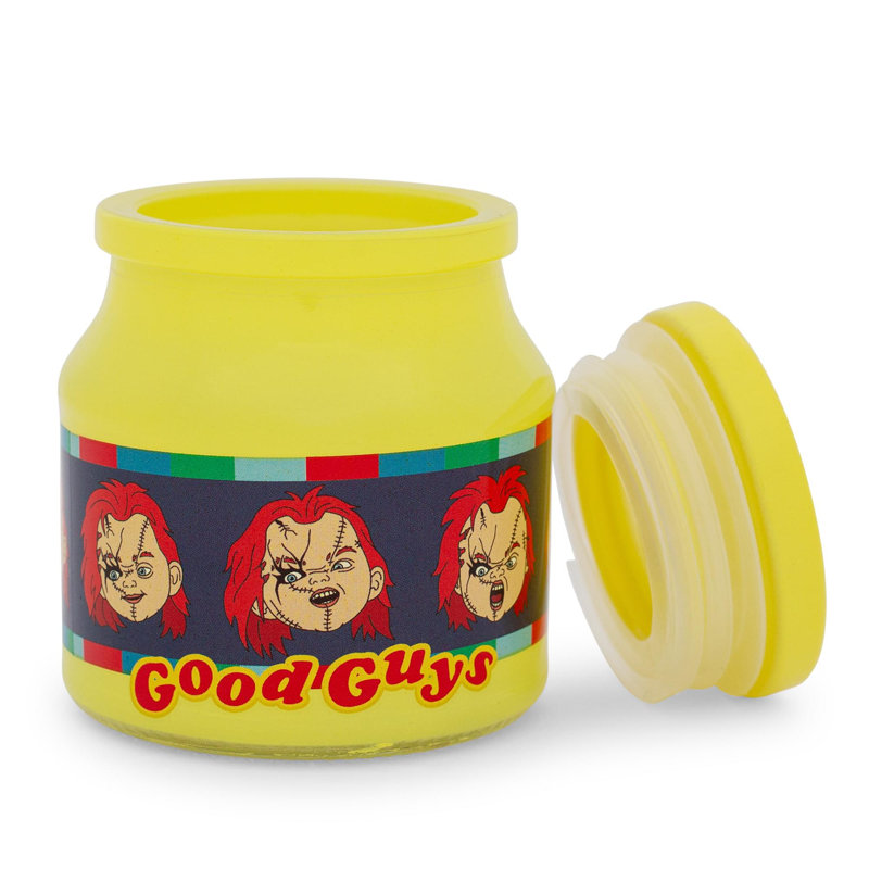 Pot de rangement en verre Child's Play Chucky Expressions avec couvercle | Peut contenir 5 onces