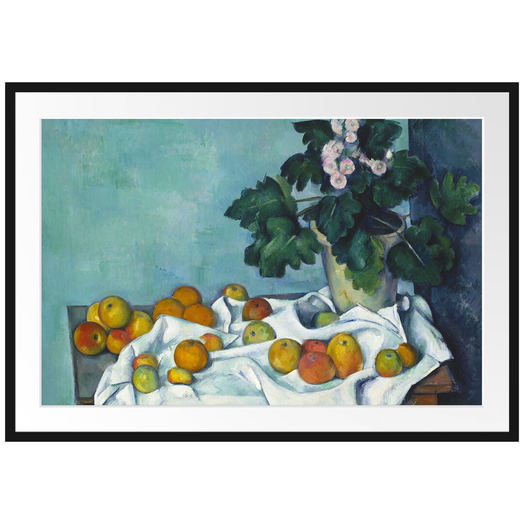 Gerahmter Kunstdruck Still Life with Apples and a Pot von Paul Cezanne