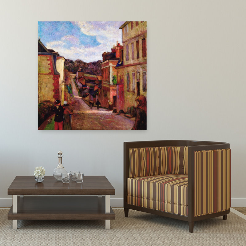 Une ville de banlieue, 1884, impression d'art classique de ville abstraite colorée, 48" H x 48" W