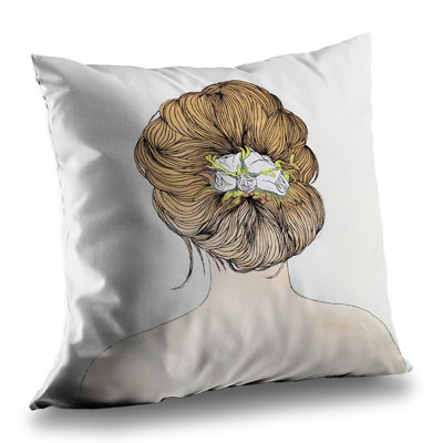 Lady with Flowers in Blond Hair - Romantic Poly Twill Throw