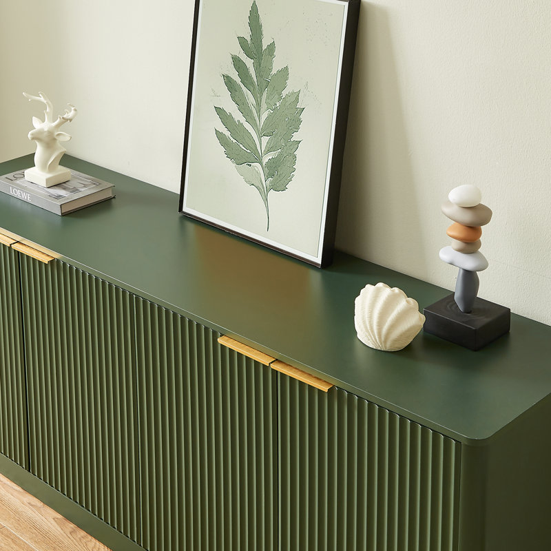 Modern Curved Sideboard - 59 Inch Wave Design Storage Cabinet With 4 Doors, For Dining Room Buffet Or Media Console - Mid-century Organic Modern