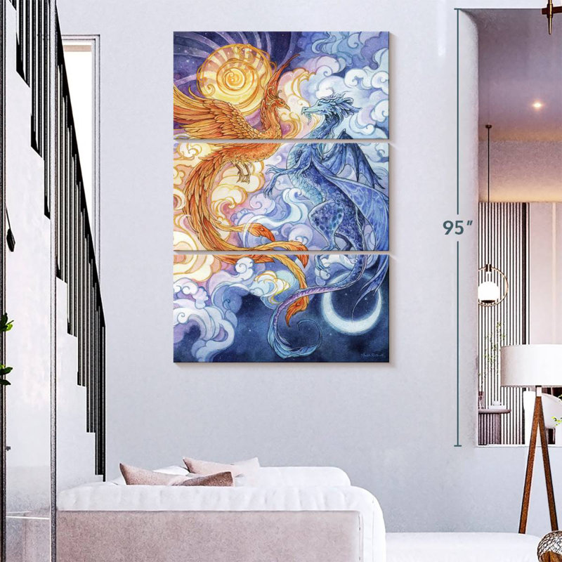 Dragon Brampt Sun et lune, H 74 po x l 48 po