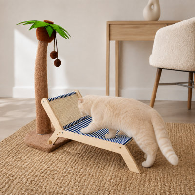 Méridienne Blue Cat avec structure en bois et patin ondulé