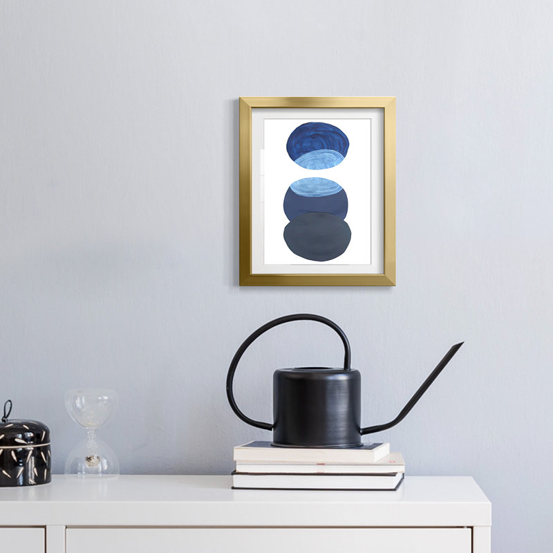 Ultramarine Orbs I - Impression encadrée, H 25,5 po x l 17,5 po, Doré