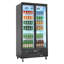 Réfrigérateur commercial pour marchandise, refroidisseur de boissons vertical 24,9 pieds cubes / 705L, réfrigérateur à 2 portes vitrées avec 5 tablettes réglables, lumière DEL douce et roulettes pour les bars et les magasins